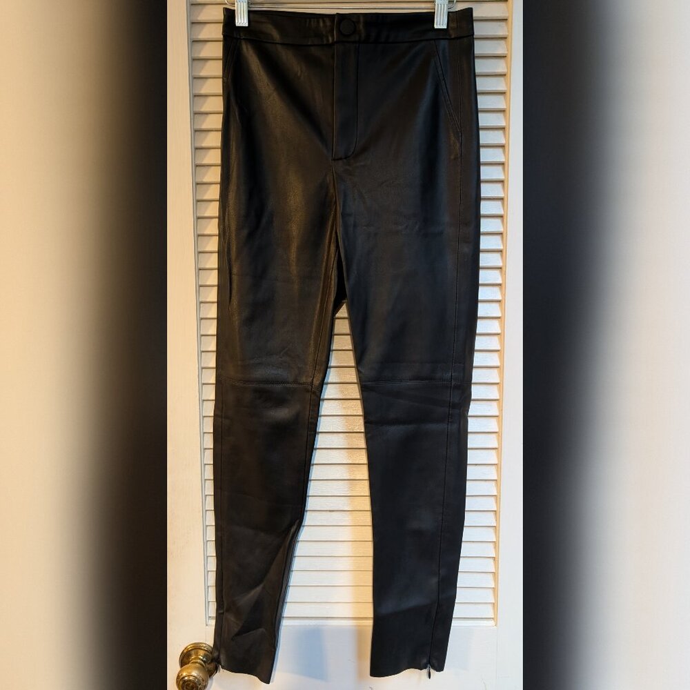 Zara Faux Leather Black High Waisted Fitted Pants | Size S